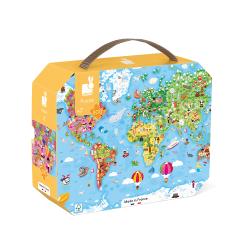 Janod Puzzle pre deti Mapa sveta v kufrku 300 ks