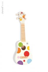 Dreven ukulele s relnym zvukom Confetti Janod 4 struny 3+