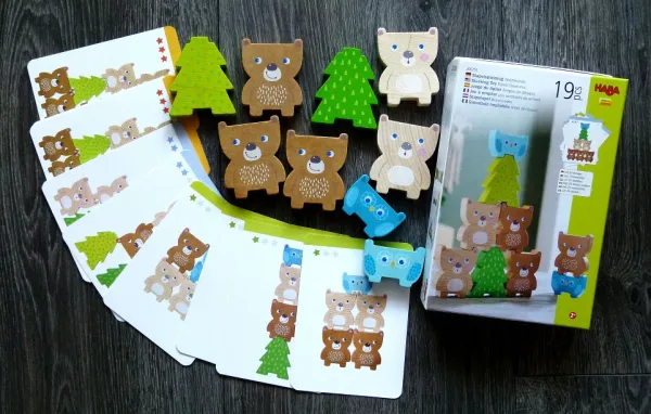 Drevená stohovacia hra s predlohami Lesné zvieratká Haba od 2 rokov