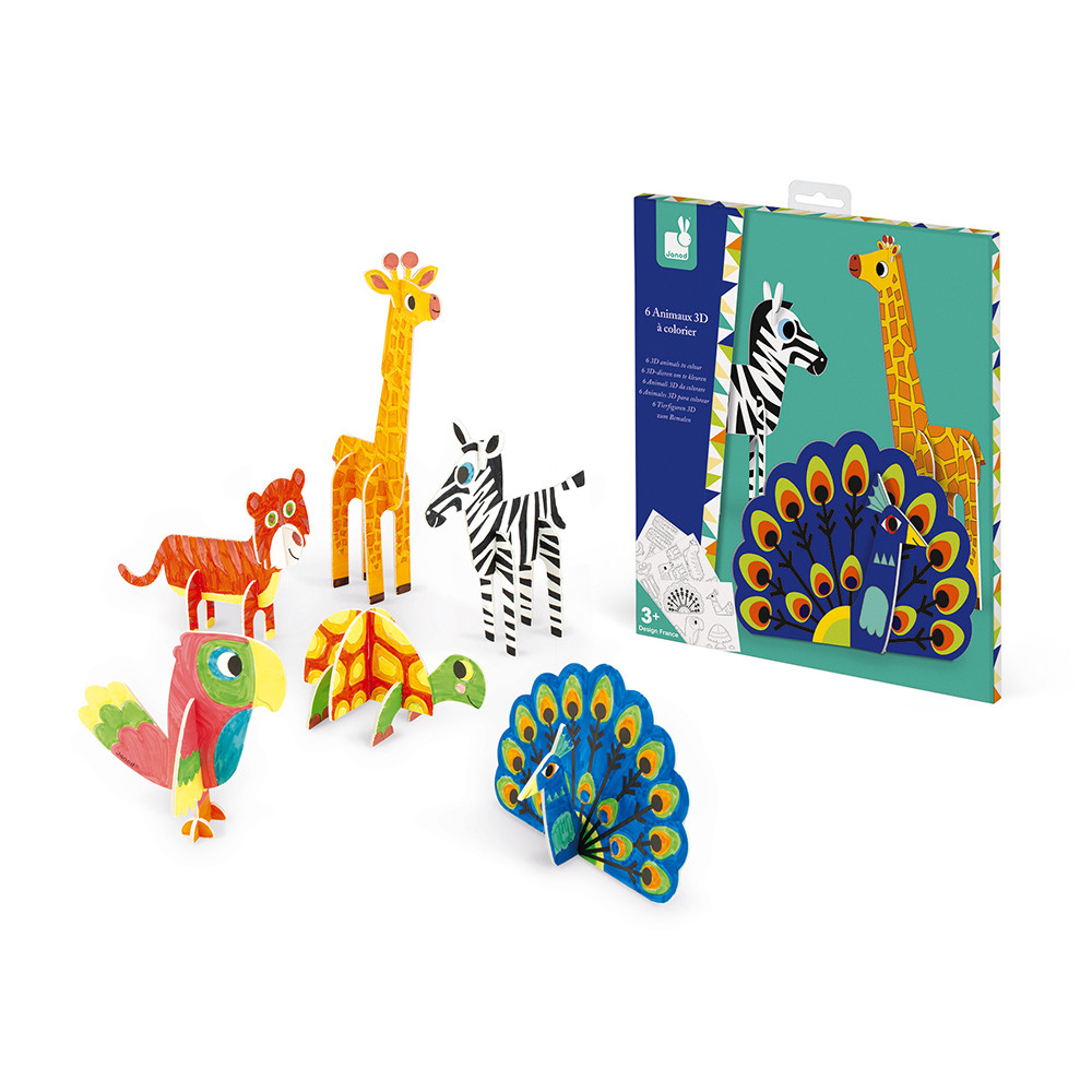 Kreatívne hračky na tvorenie 3D Papierové skladačky na vyfarbenie Janod Atelier Sada Mini