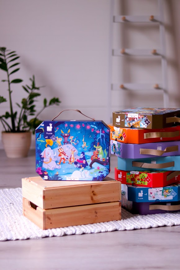 Puzzle pre deti Letn� festival Janod v kufr�ku 36 ks od 4 rokov