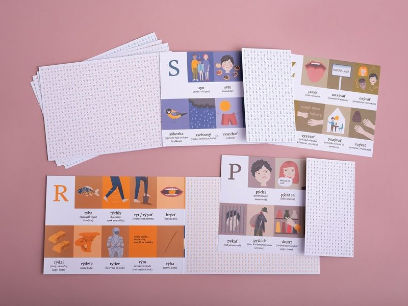 Vybrané slová ilustrované karty pre školákov Poketo
