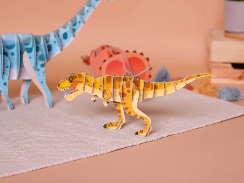 Drevené 3D puzzle pre deti Dinosaurus T-Rex Dino Janod 27 ks