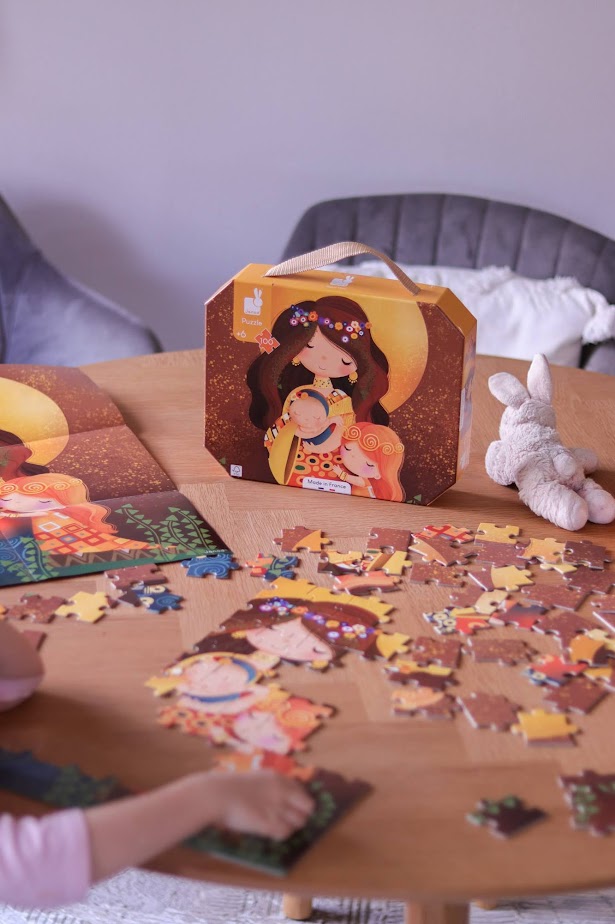 Umeleck puzzle pre deti v kufrku Klimt Janod 100 ks