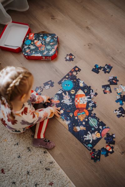 Janod Puzzle pre deti Raketa vo vesmre v kufrku 54 ks