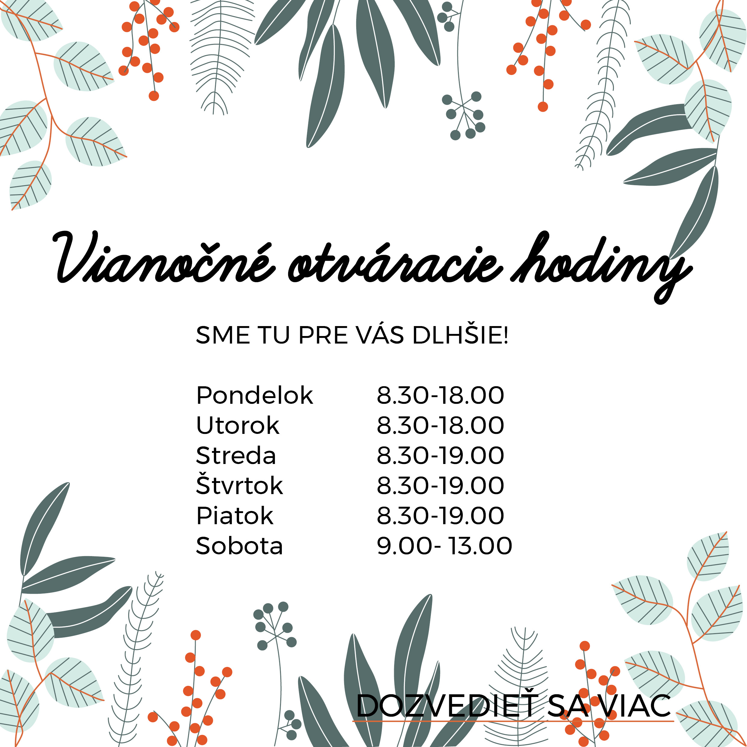 Vianočné otváracie hodiny Vianočné otváracie hodiny