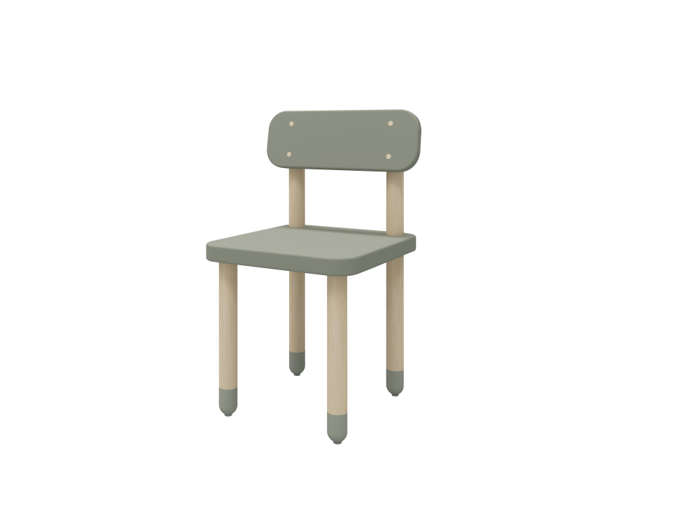 Drevená stolièka s operadlom pre deti sivozelená Flexa Dots
