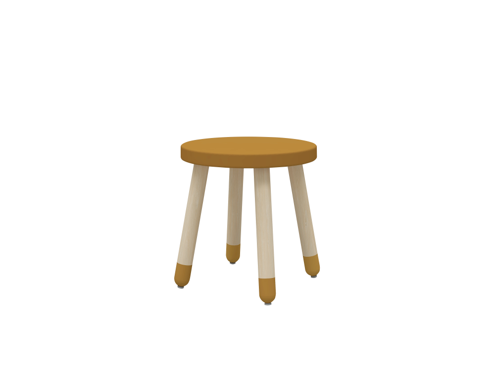 Drevená stolička bez operadla pre deti horčicová Flexa Dots