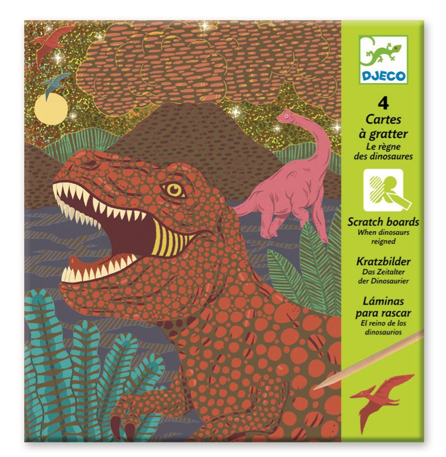 Kreatívna sada obrázky na vyškrabovanie z vosku Dinosaury Djeco od 6 rokov