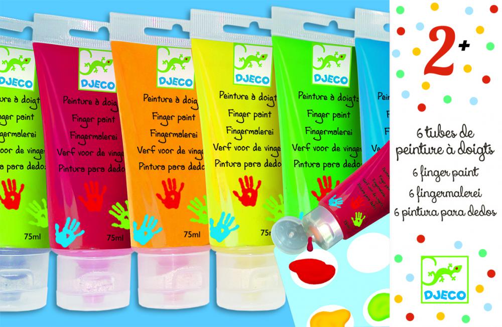 Sada prstových farieb pre deti v tubách Djeco 6 ks od 2 rokov