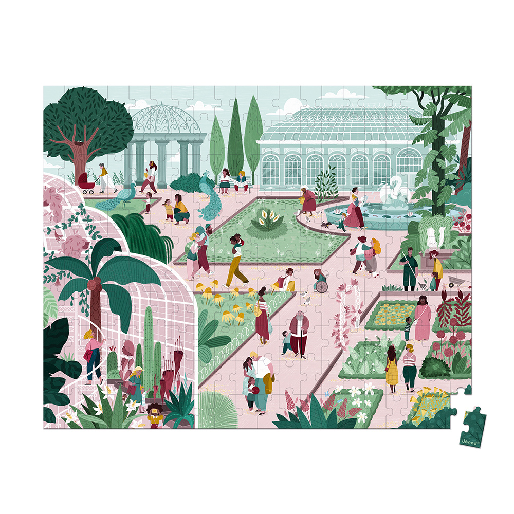Puzzle pre deti Botanická záhrada Janod v kufríku 200 ks