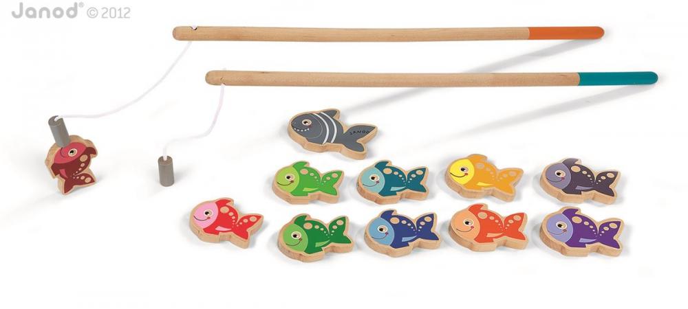 Drevené magnetické rybárske udice pre deti Let's Go Fishing Janod od 2 rokov