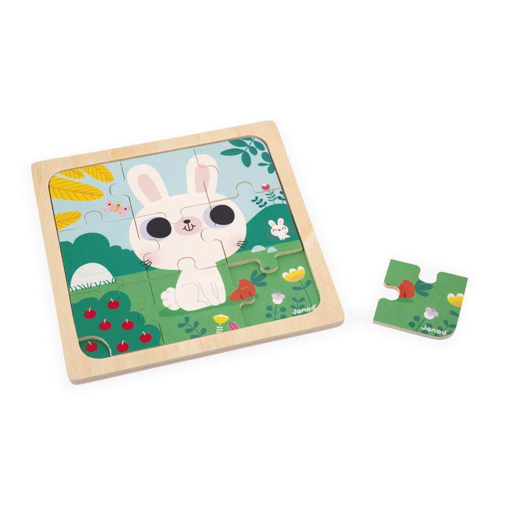 Dreven puzzle s predlohou pre najmench Zajac Janod 9 ks