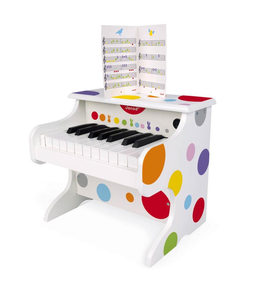 Dreven elektronick klavr pre deti s relnym zvukom Confetti Janod s pesnikami od 3 rok