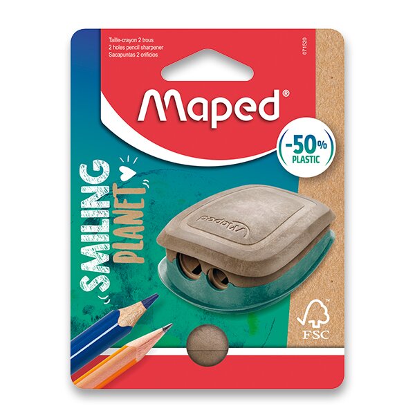 Strhadlo na ceruzky so zsobnkom na odpad Smiling Planet Maped 2 otvory