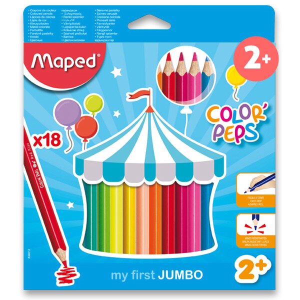 Moje prvé trojhranné pastelky pre deti Color´Peps Jumbo Maped 18 farieb