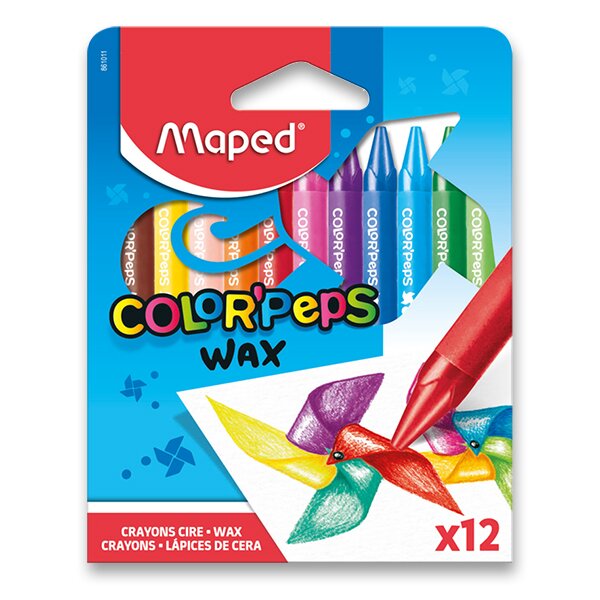 Trojhranné voskovky pre deti Color´Peps Wax Maped 12 farieb