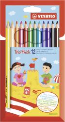 Trojhrann farbiky pastelky Trio Stabilo hrub 12 ks
