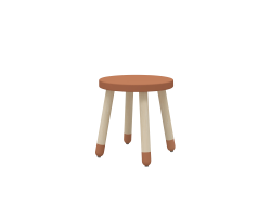 Drevená stolička bez operadla pre deti červená Flexa Dots