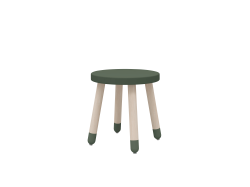 Drevená stolička bez operadla pre deti tmavozelená Flexa Dots