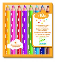 Trojhrann farbiky na maovanie pastelky pre najmench Djeco 8 ks