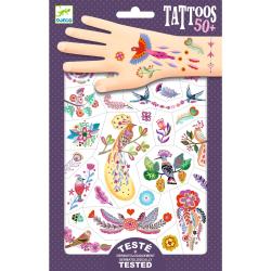 Tetovačky pre deti Žiarivé vtáky Djeco s metalickým leskom