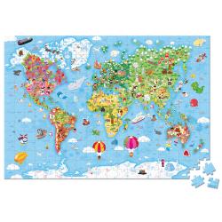 Janod Puzzle Mapa sveta v kufrku 300 ks 2