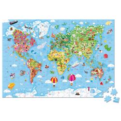 Janod Puzzle Mapa sveta v kufrku 300 ks 2