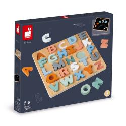 Janod Cocoon Dreven vkladacie puzzle Abeceda a tabuka na psanie 10