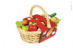 J05620_Potraviny do detskej kuchynky na hranie Zelenina a ovocie v košíku 24 ks drevené Ja