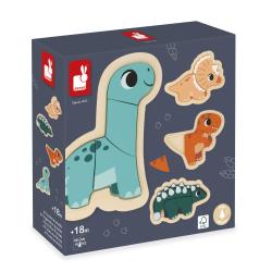 Janod Dreven vkladacie puzzle Dinosaury 4v1 Dino 10