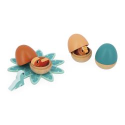 Drevená hračka pre deti Dinosaurie vajíčka s prekvapením 3 ks Dino Janod