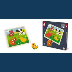 J07080_Dreven vkladacie dotykov puzzle pre najmench Domce zvieratk Janod 3