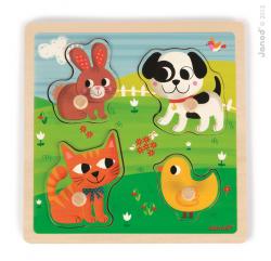 Dreven vkladacie puzzle pre najmench Domce zvieratk Janod od 1 roka 4 diely