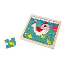 Janod Dreven puzzle s predlohou pre najmench Sliepka 9 ks 2
