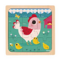 Janod Dreven puzzle s predlohou pre najmench Sliepka 9 ks 3