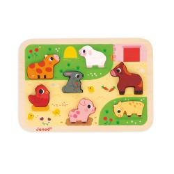 J07121 Janod Dreven vkladacie puzzle pre najmench Farma Chunky 2