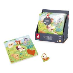 Janod Farm Dreven vkladacie puzzle s chytom Zvieratk 2