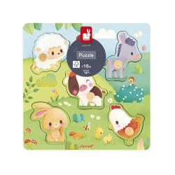 Janod Farm Dreven vkladacie puzzle s chytom Zvieratk 7