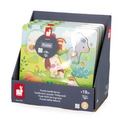 Janod Farm Dreven vkladacie puzzle s chytom Zvieratk 9