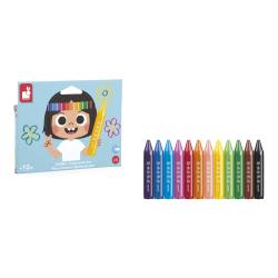 Janod Colorino Trojhrann voskovky pre deti 12 farieb od 1 roka