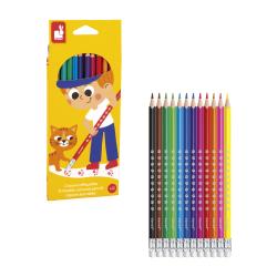 Janod Colorino Detsk pastelky s gumou pre deti 12 farieb odoln od 3 rokov