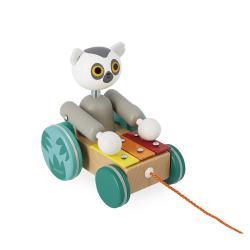 Ťahacia hračka pre deti Lemur so xylofónom Janod Tropik od 18 mesiacov