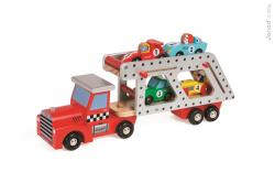 Dreven nkladn vyklpacie auto Story Car Transporter Janod so 4 autami od 2 rokov