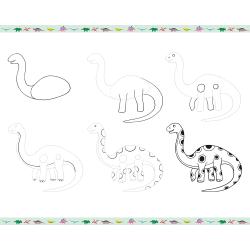 J09154 Janod Step by step Kreatvna sada Kreslenie krok za krokom Dinosaury 4