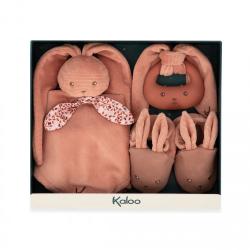 Kaloo Darèeková sada pre bábätko s hrkálkou hryzátkom a capaèkami terracotta Lapinoo