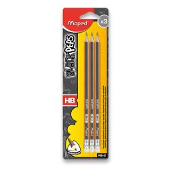 Grafitová ceruzka s gumou Black'Peps Maped tvrdosť HB balenie 3ks