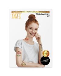 Metalické tetovačky pre ženy Kytice sada Gold TATTonMe